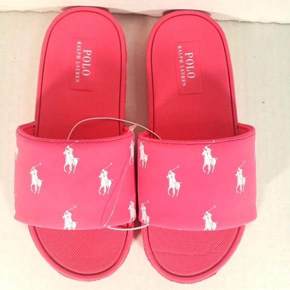 Polo by Ralph Lauren Shoes | Nwt Girl's Ralph Lauren Polo Ganslet Slides | Color: Pink/White | Size: Various | Js_Styles's Closet